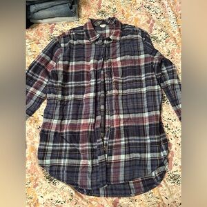 Aerie Women's Plaid Button-Down Shirt - Blue and Purple